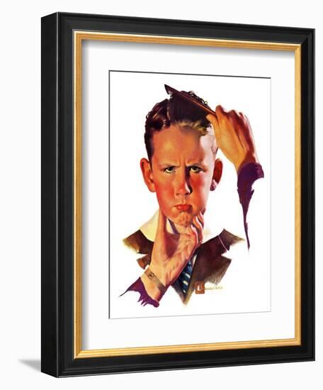 "Combing His Hair,"July 9, 1938-Douglas Crockwell-Framed Giclee Print