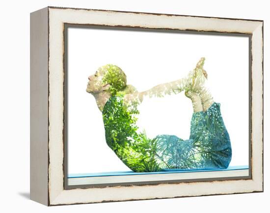 Combining Nature with Spiritual Yoga in a Creative Portrait of a Young Woman Lying with Her Body Ar-Victor Tongdee-Framed Premier Image Canvas