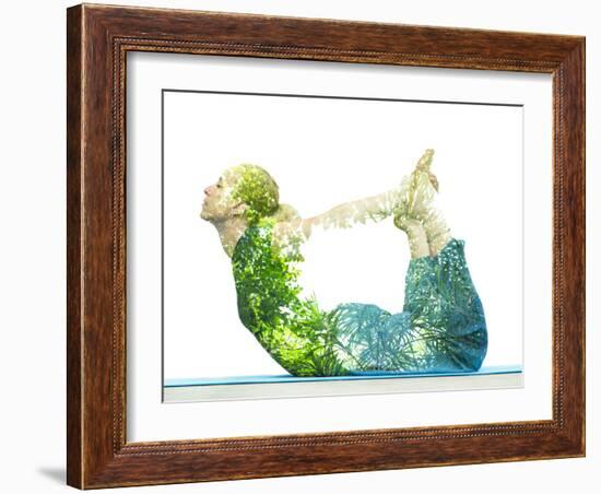 Combining Nature with Spiritual Yoga in a Creative Portrait of a Young Woman Lying with Her Body Ar-Victor Tongdee-Framed Photographic Print