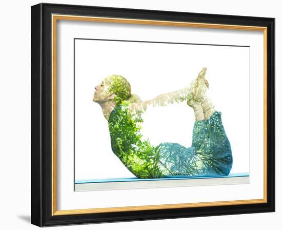 Combining Nature with Spiritual Yoga in a Creative Portrait of a Young Woman Lying with Her Body Ar-Victor Tongdee-Framed Photographic Print