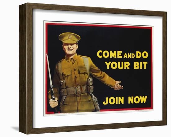 Come and Do Your Bit - Join Now World War I Recruiting Poster-null-Framed Giclee Print