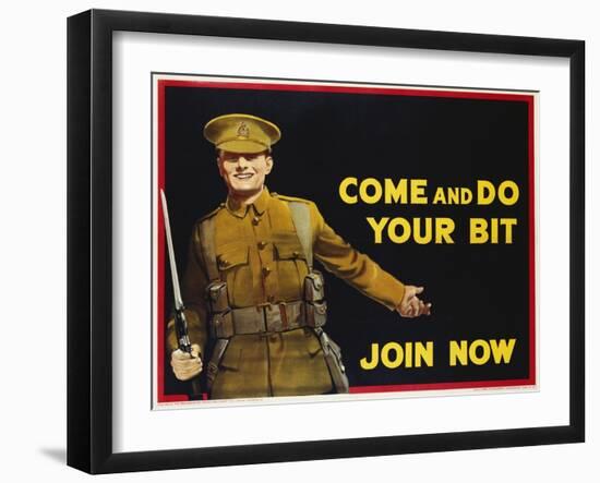 Come and Do Your Bit - Join Now World War I Recruiting Poster-null-Framed Giclee Print