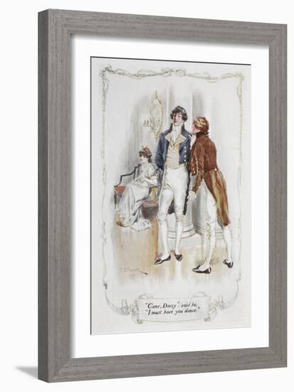 Come Darcy, I Must Have You Dance. Illustration To 'Pride and Prejudice'-Charles Edmund Brock-Framed Premium Giclee Print