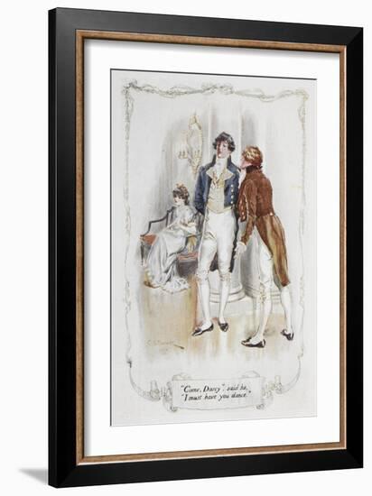 Come Darcy, I Must Have You Dance. Illustration To 'Pride and Prejudice'-Charles Edmund Brock-Framed Premium Giclee Print