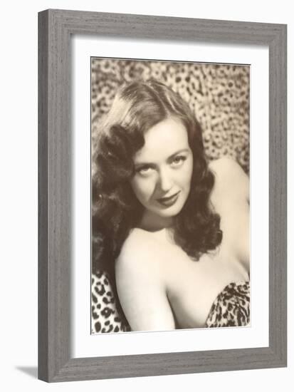Come Hither Woman in Leopard Skins-null-Framed Art Print