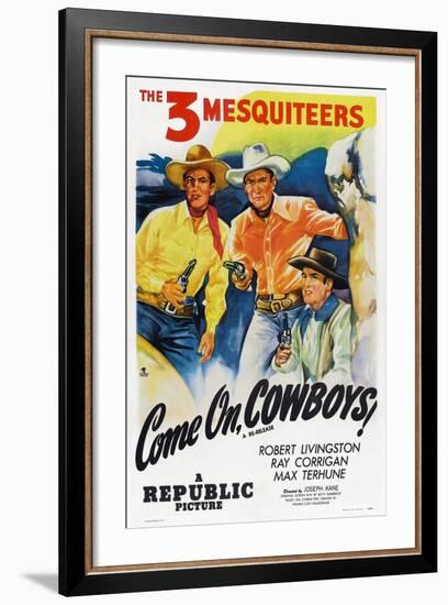 Come On, Cowboys, from Left: Robert Livingston, Ray Corrigan, Max Terhune, 1937-null-Framed Art Print