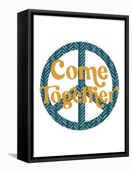 Come Together Vintage Graphic Peace Print-null-Framed Stretched Canvas