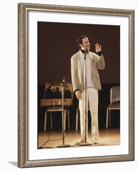 Comedian / Actor Andy Kaufman During Performance at Carnegie Hall-Ted Thai-Framed Premium Photographic Print