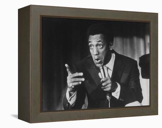Comedian Bill Cosby Holding Mike as He Performs on Stage-Michael Rougier-Framed Premier Image Canvas
