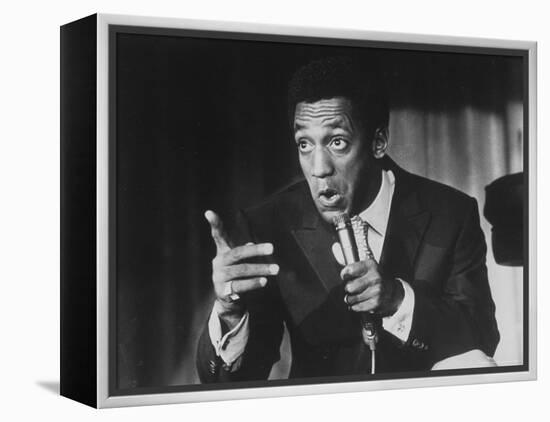 Comedian Bill Cosby Holding Mike as He Performs on Stage-Michael Rougier-Framed Premier Image Canvas