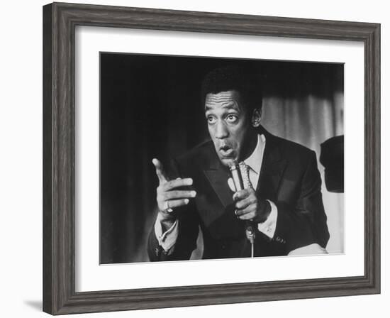 Comedian Bill Cosby Holding Mike as He Performs on Stage-Michael Rougier-Framed Premium Photographic Print