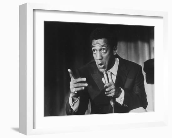 Comedian Bill Cosby Holding Mike as He Performs on Stage-Michael Rougier-Framed Premium Photographic Print