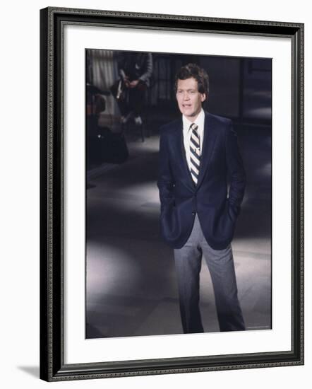 Comedian David Letterman on NBC TV "Late Night"-Ted Thai-Framed Premium Photographic Print