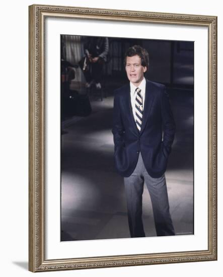 Comedian David Letterman on NBC TV "Late Night"-Ted Thai-Framed Premium Photographic Print