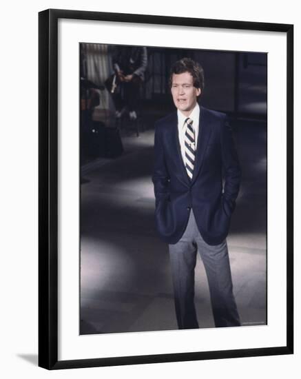 Comedian David Letterman on NBC TV "Late Night"-Ted Thai-Framed Premium Photographic Print