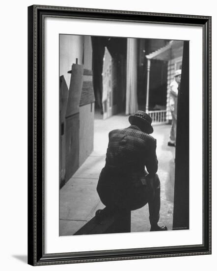 Comedian Fred Allen Tired, Slumping Backstage After Rehearsal-George Silk-Framed Premium Photographic Print