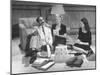 Comedian Groucho Marx Playing a Game with Two Women-null-Mounted Photographic Print