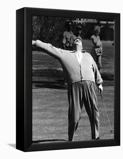 Comedian Jackie Gleason Playing Golf at Broadmoor Hotel During Publicity Tour Regarding His Return-Allan Grant-Framed Premier Image Canvas