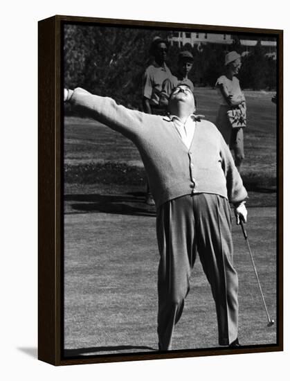 Comedian Jackie Gleason Playing Golf at Broadmoor Hotel During Publicity Tour Regarding His Return-Allan Grant-Framed Premier Image Canvas