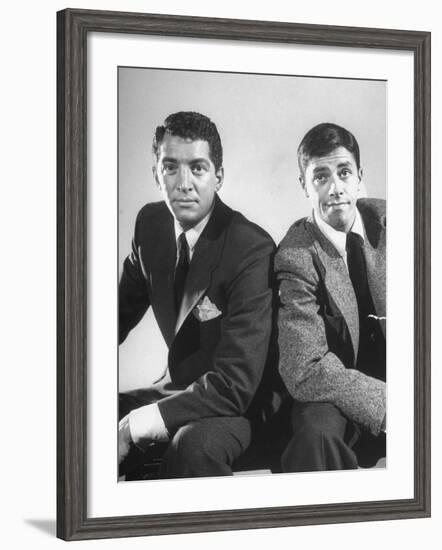 Comedian Jerry Lewis and Dean Martin Posing Side by Side-Ralph Morse-Framed Premium Photographic Print