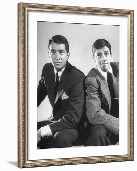 Comedian Jerry Lewis and Dean Martin Posing Side by Side-Ralph Morse-Framed Premium Photographic Print