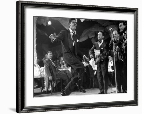 Comedian Jerry Lewis, Dancing to the Quartet's Music, at the Copacabana-Ralph Morse-Framed Premium Photographic Print