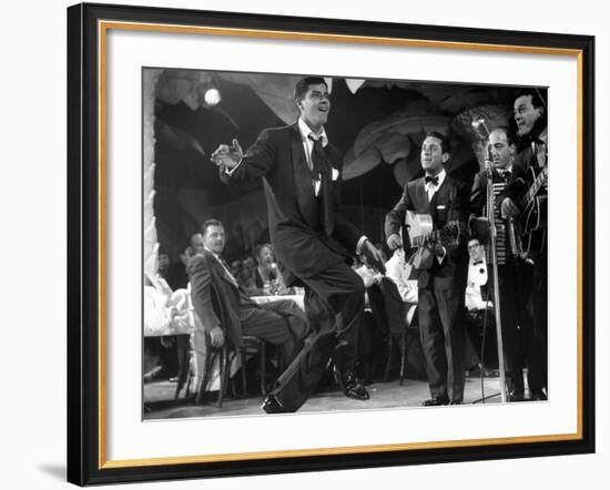 Comedian Jerry Lewis, Dancing to the Quartet's Music, at the Copacabana-Ralph Morse-Framed Premium Photographic Print