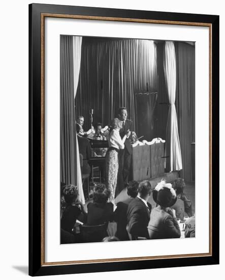 Comedian Kay Thompson's Night Club Act at Ciro's-J^ R^ Eyerman-Framed Premium Photographic Print