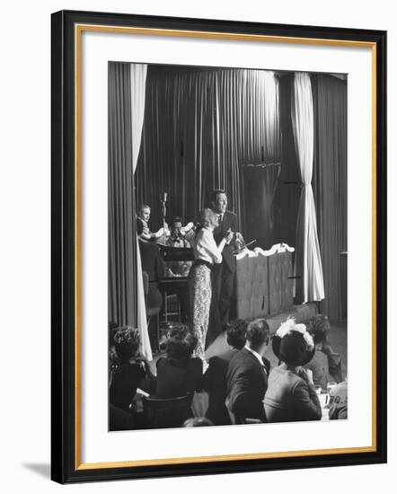 Comedian Kay Thompson's Night Club Act at Ciro's-J^ R^ Eyerman-Framed Premium Photographic Print
