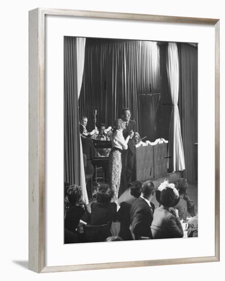 Comedian Kay Thompson's Night Club Act at Ciro's-J^ R^ Eyerman-Framed Premium Photographic Print