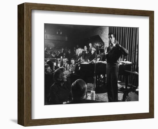 Comedian Mort Sahl Entertaining at a Night-Club Called 'Mister Kelly'S', Chicago, Illinois, 1957-Grey Villet-Framed Photographic Print