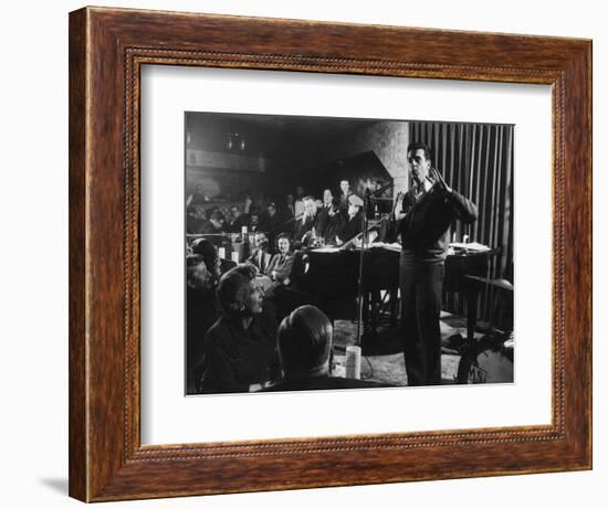 Comedian Mort Sahl Entertaining at a Night-Club Called 'Mister Kelly'S', Chicago, Illinois, 1957-Grey Villet-Framed Photographic Print