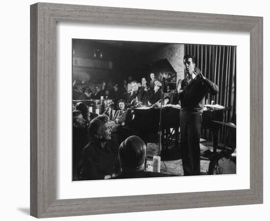 Comedian Mort Sahl Entertaining at a Night-Club Called 'Mister Kelly'S', Chicago, Illinois, 1957-Grey Villet-Framed Photographic Print