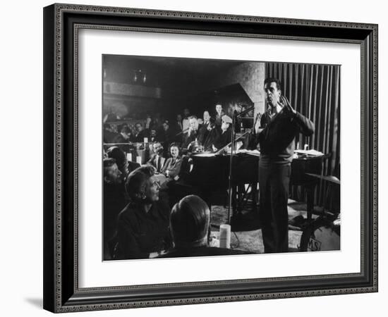 Comedian Mort Sahl Entertaining at a Night-Club Called 'Mister Kelly'S', Chicago, Illinois, 1957-Grey Villet-Framed Photographic Print