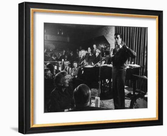 Comedian Mort Sahl Entertaining at a Night-Club Called 'Mister Kelly'S', Chicago, Illinois, 1957-Grey Villet-Framed Photographic Print