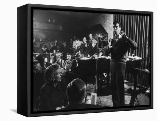 Comedian Mort Sahl Entertaining at a Night-Club Called 'Mister Kelly'S', Chicago, Illinois, 1957-Grey Villet-Framed Premier Image Canvas