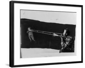 Comedian-Musician Spike Jones Playfully Posing for a Picture-J. R. Eyerman-Framed Premium Photographic Print