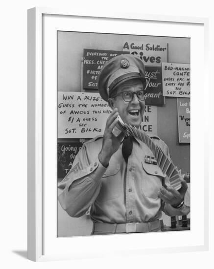 Comedian Phil Silvers Playing Cards on His Television Show-Yale Joel-Framed Premium Photographic Print