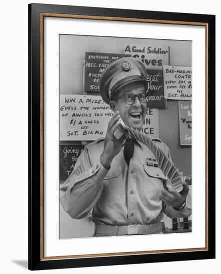 Comedian Phil Silvers Playing Cards on His Television Show-Yale Joel-Framed Premium Photographic Print