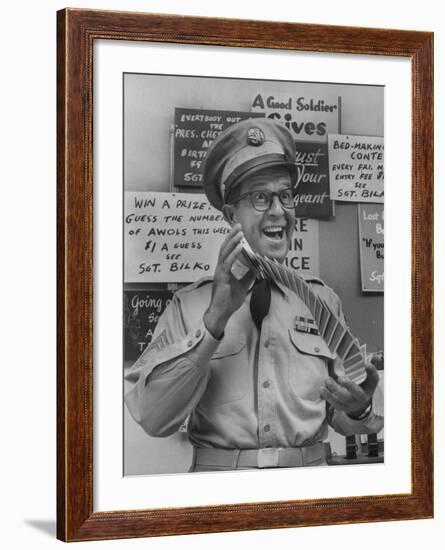 Comedian Phil Silvers Playing Cards on His Television Show-Yale Joel-Framed Premium Photographic Print