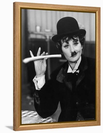 Comedien/Actress Lucille Ball imitating Charlie Chaplin on her New Year's TV show-Ralph Crane-Framed Premier Image Canvas