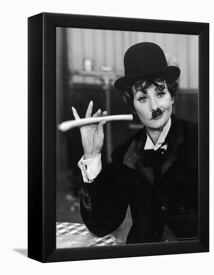 Comedien/Actress Lucille Ball imitating Charlie Chaplin on her New Year's TV show-Ralph Crane-Framed Premier Image Canvas