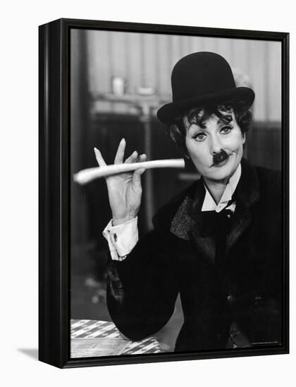 Comedien/Actress Lucille Ball imitating Charlie Chaplin on her New Year's TV show-Ralph Crane-Framed Premier Image Canvas