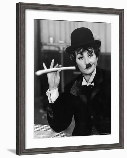 Comedien/Actress Lucille Ball imitating Charlie Chaplin on her New Year's TV show-Ralph Crane-Framed Premium Photographic Print