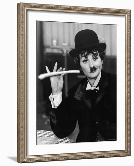 Comedien/Actress Lucille Ball imitating Charlie Chaplin on her New Year's TV show-Ralph Crane-Framed Premium Photographic Print