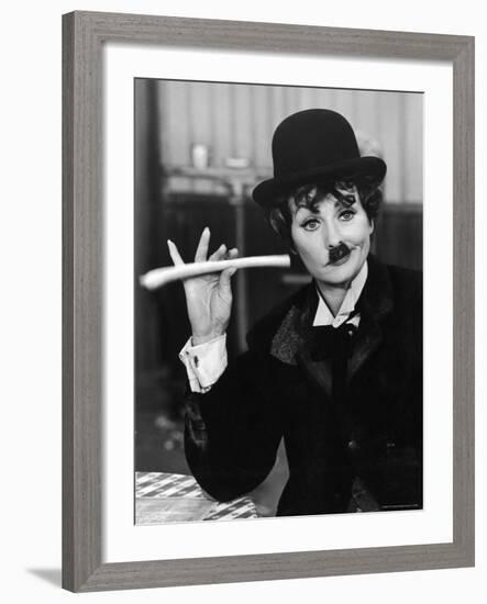 Comedien/Actress Lucille Ball imitating Charlie Chaplin on her New Year's TV show-Ralph Crane-Framed Premium Photographic Print