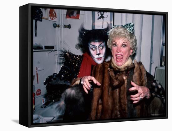 Comedienne Phyllis Diller and Actor Timothy Scott Backstage at His Broadway Musical "Cats"-David Mcgough-Framed Premier Image Canvas