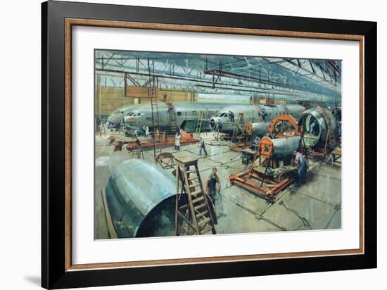 Comet Fuselage Assembly Dehavillland 1949-Terence Cuneo-Framed Giclee Print