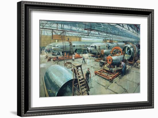 Comet Fuselage Assembly Dehavillland 1949-Terence Cuneo-Framed Giclee Print