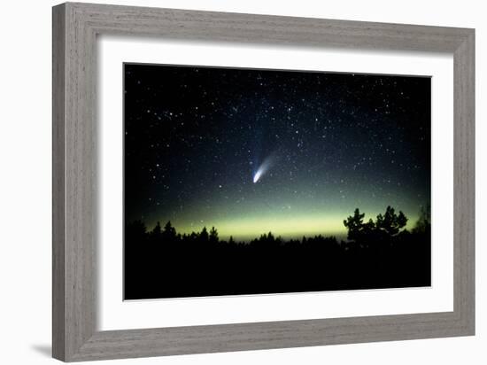 Comet Hale-Bopp And Aurora Borealis, 30 March 1997-Pekka Parviainen-Framed Photographic Print